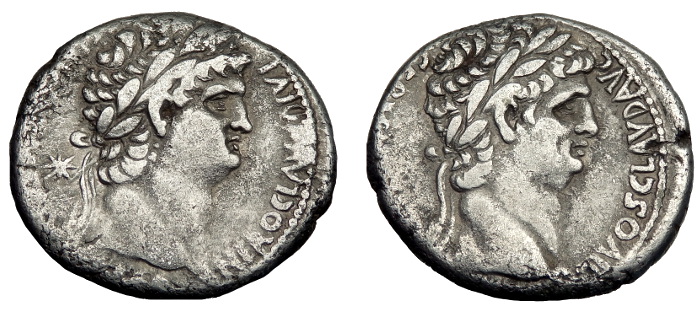 Nero & Divus Claudius Ar Tetradrachm - Den of Antiquity