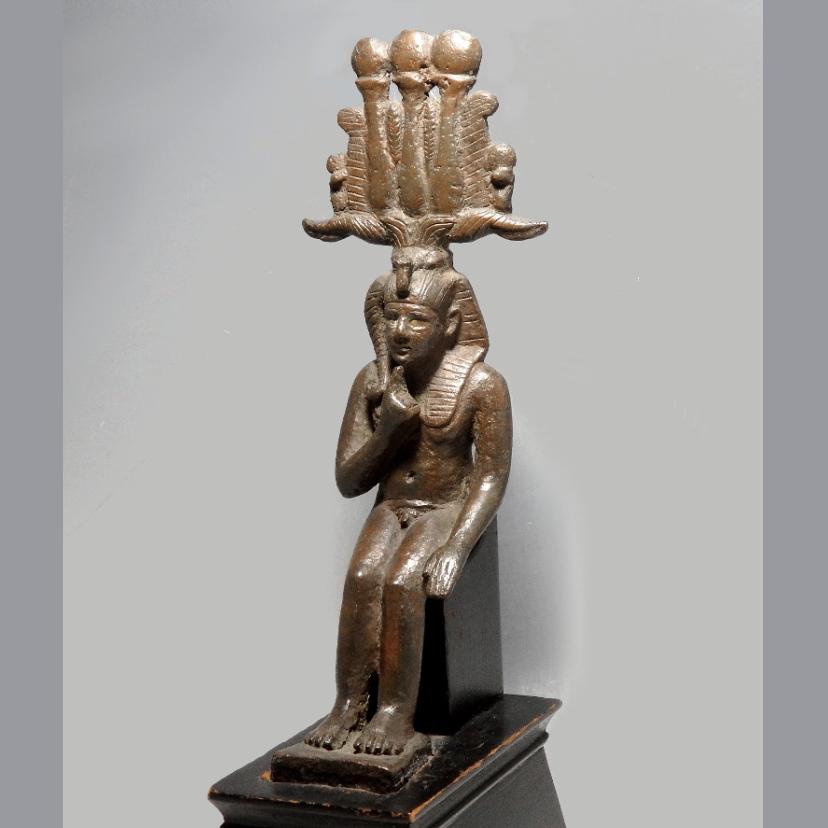 Egyptian Bronze Seated Figure of Harpocrates - Image 4