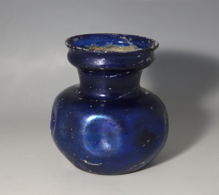 A Fine Roman Cobalt Blue Glass Dimpled Jar - Den of Antiquity