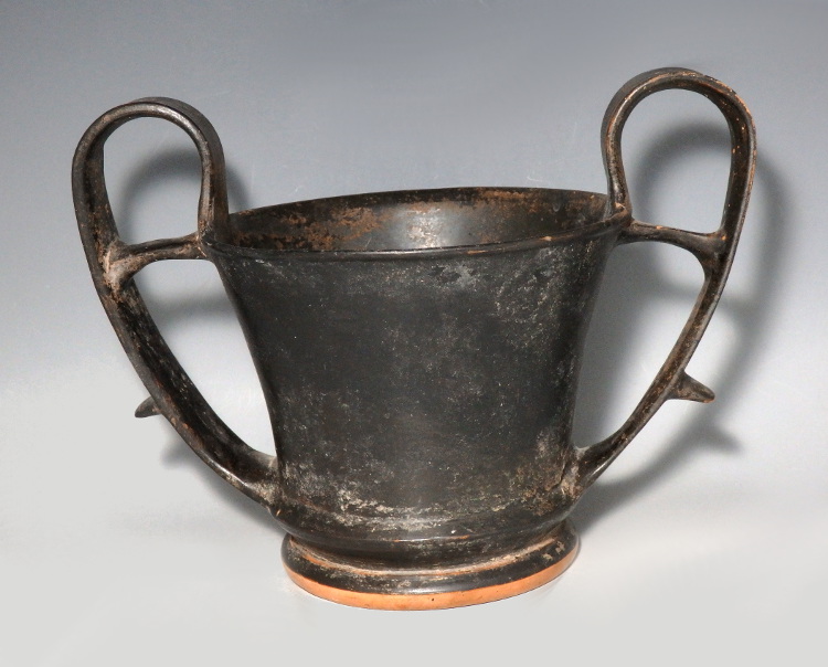 Greek Boeotian Black-Glazed Terracotta Kantharos - Den of Antiquity