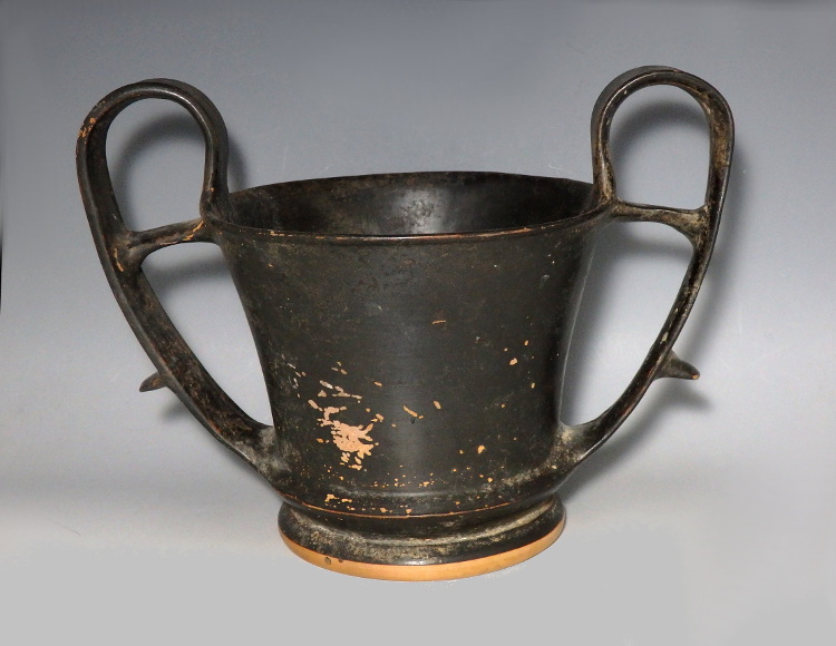 Greek Boeotian Black-Glazed Terracotta Kantharos - Den of Antiquity