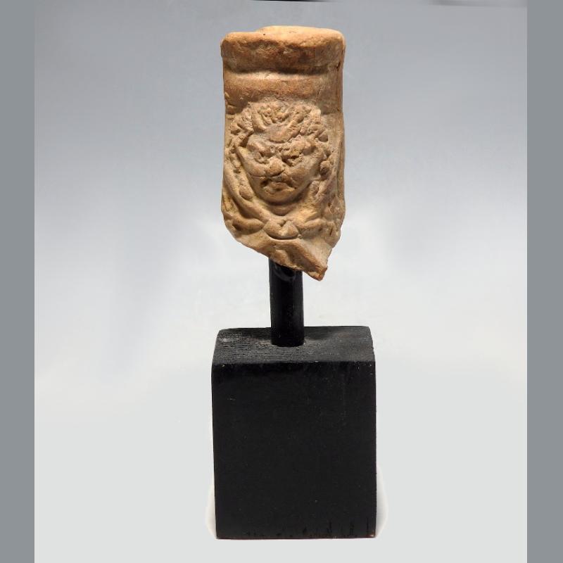 Romano-Egyptian Terracotta Bottle Neck Fragment Decorated With Satyr - Image 2