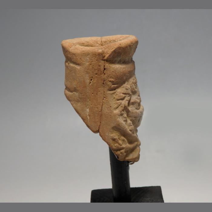 Romano-Egyptian Terracotta Bottle Neck Fragment Decorated With Satyr - Image 5