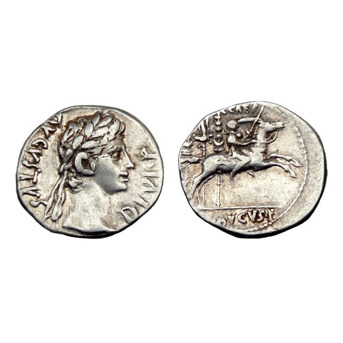 Augustus Ar Denarius. HELMINGHAM HOARD