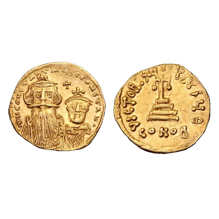 Constans II, with Constantine IV Au Solidus